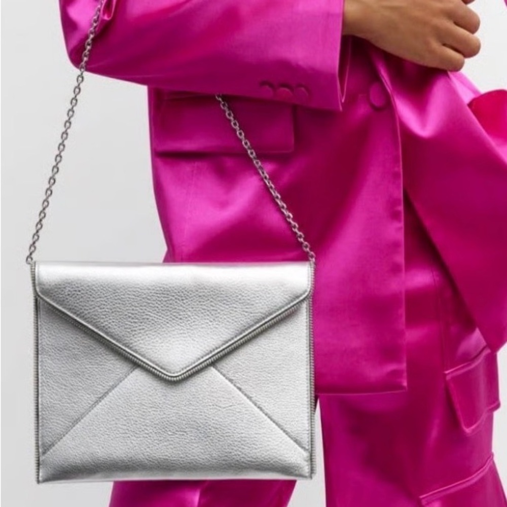 Rebecca Minkoff
Leo Metallic Leather Clutch Bag w/ Chain Strap
